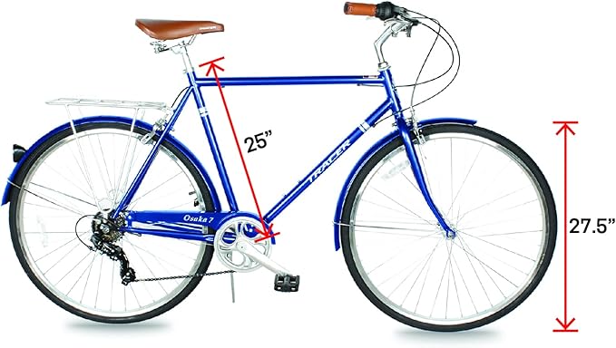 Tracer Osaka Hybrid Bikes, Steel Frame, Shimano Nexus Inter 3/7 Speed, Brown Seat Brown Grips, Road Bike, City Bike, Multiple Colors