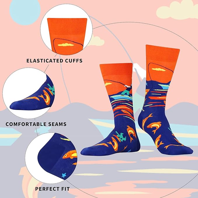 WeciBor Men's Dress Funny Crazy Colorful Novelty Combed Cotton Crew Socks 12 Pack - Size 7-10/10-13/13-15