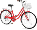 Ktaxon Women Bike 24/26 Inch Bicycles for Women, Beach Cruiser Bike with Premium Derailleur & Shift Lever, Adjustable Seat, High-Carbon Steel Frame and Excellent Welding Technology | Premium Derailleur, Shift Lever, Adjustable Seat