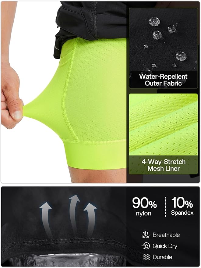 ARSUXEO Mens Mountain Bike Shorts Loose Fit Padded Bike Shorts Cycling Shorts Water-Resistant