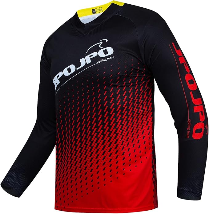 JPOJPO Men's Mountain Bike Jersey Long Sleeve MTB Off-Road Racing Downhill Motocross Shirts Quick Dry&Moisture-Wicking Tops