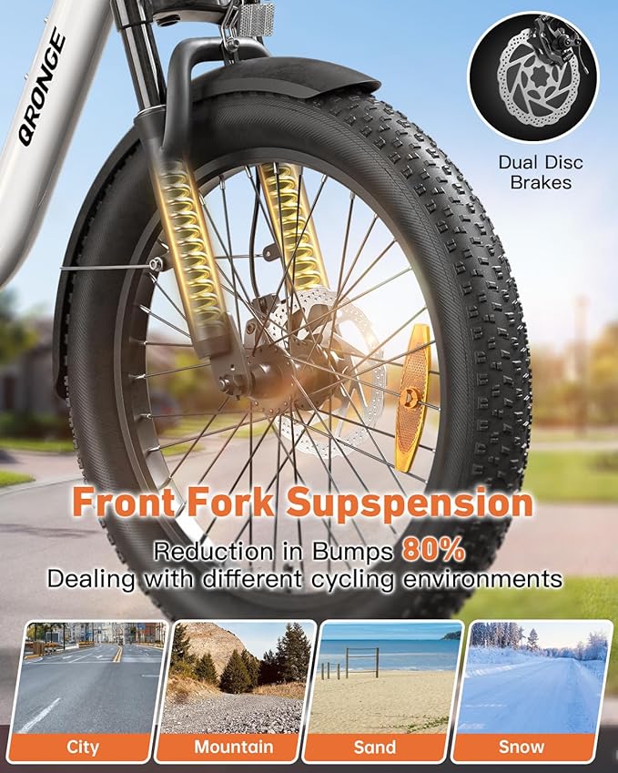 Electric Bike, 1000W Peak Folding Electric Bike, 486Wh 70 Miles Range Ebike, 20" Step-Thru Bicycle with Front Basket, Waterproof Removable Battery, 7 Speed, 25 MPH Max