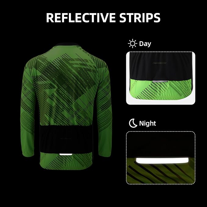 Men's Cycling Bike Jersey Long Sleeve - Moisture Wicking, Breathable, Quick Dry Biking Shirt Full Zipper