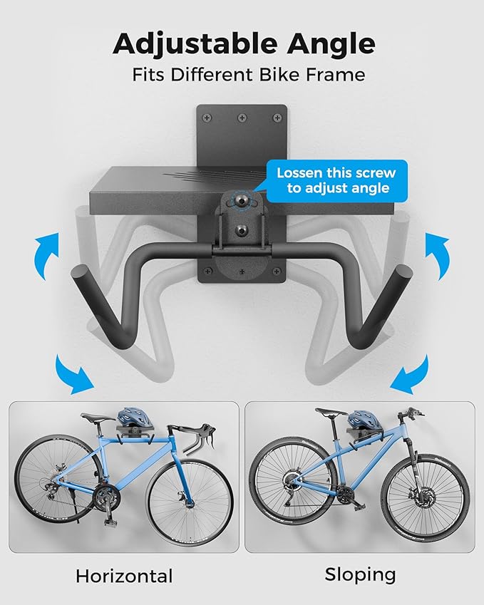 Bike Wall Mount, Bike Rack Garage Hanger, Bike Hanging Shelf, Store Your Helmet and Bike, for Garage and Home, 2 Pack