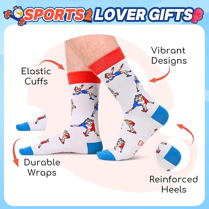 Zmart Sport Gifts for Men - Softball Basketball Volleyball Wrestling Plane Bike Socks