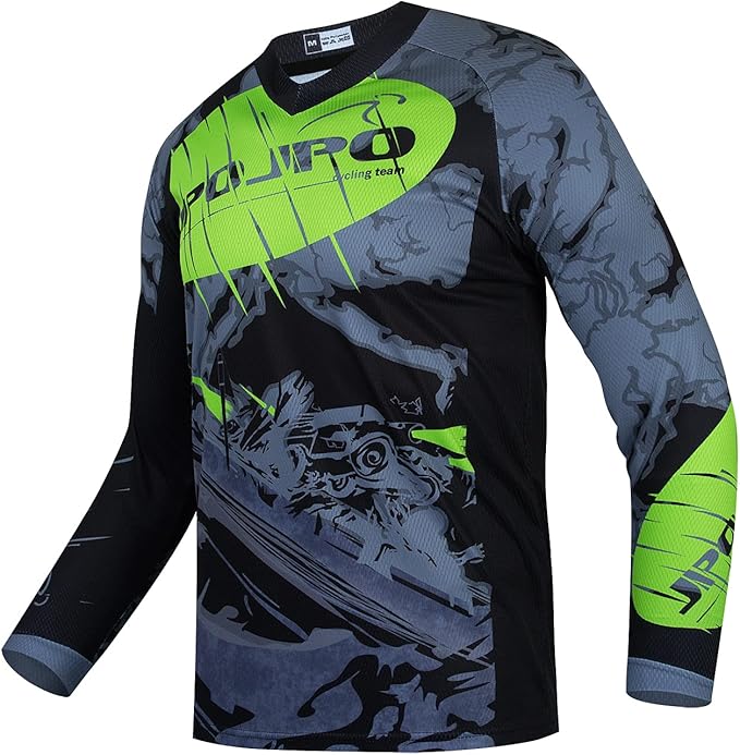 JPOJPO Men's Mountain Bike Jersey Long Sleeve MTB Off-Road Racing Downhill Motocross Shirts Quick Dry&Moisture-Wicking Tops