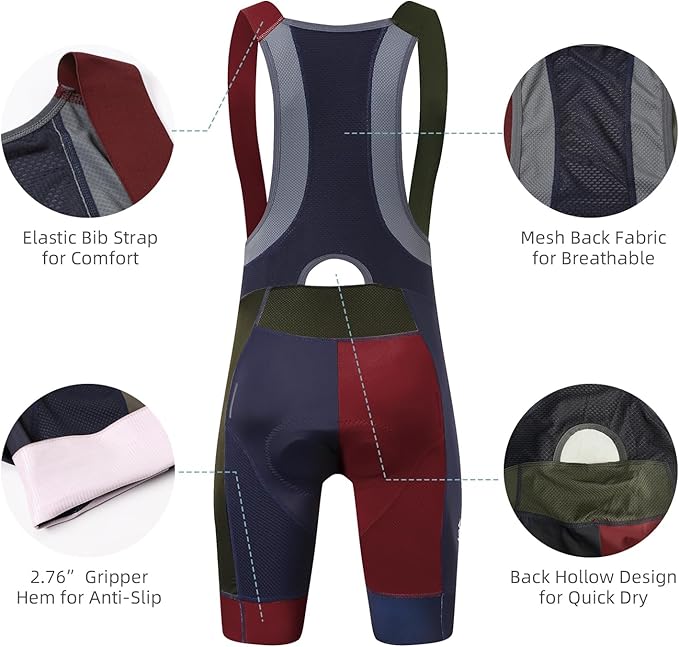 Cycling Bib Shorts for Men - Road Bike Bicycle Breathable Padded Riding Tights