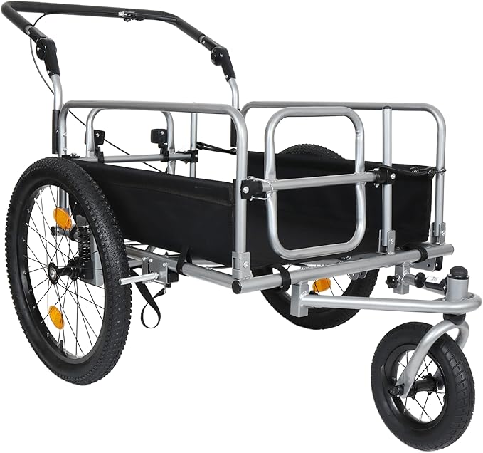 Lightweight Bicycle Trailer, Foldable Bike Cargo Trailer with Universal Hitch, 3-in-1 Portable Bicycle Trailers Folding, for Camping, Groceries, 110 LBS Load Capacity