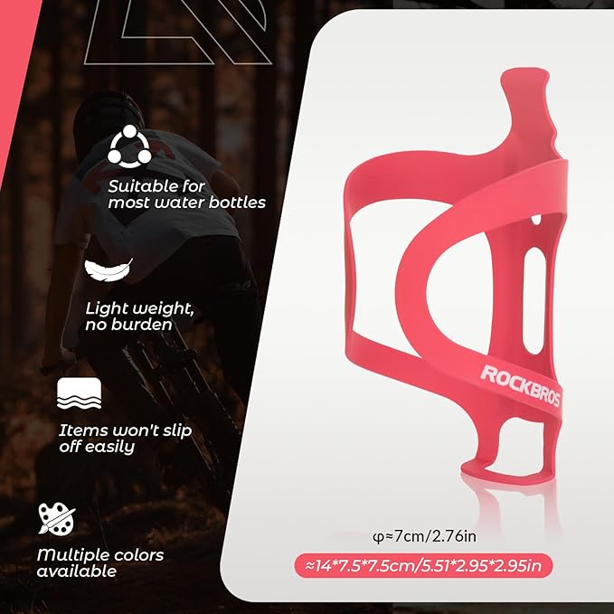 ROCKBROS Bike Water Bottle Cage Holder Lightweight Alloy Aluminum Bicycle Water Bottle Holder Cages Secure Hold Brackets for MTB, Road,Gravel Bike，Red