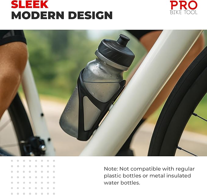 PRO BIKE TOOL Carbon Composite Water Bottle Cage - Lightweight Bike Bottle Holder for Road and Mountain Bikes - Fits 20-33oz Bottles, Easy Installation, High Collar Design - Black, 6.1 x 2.9 in