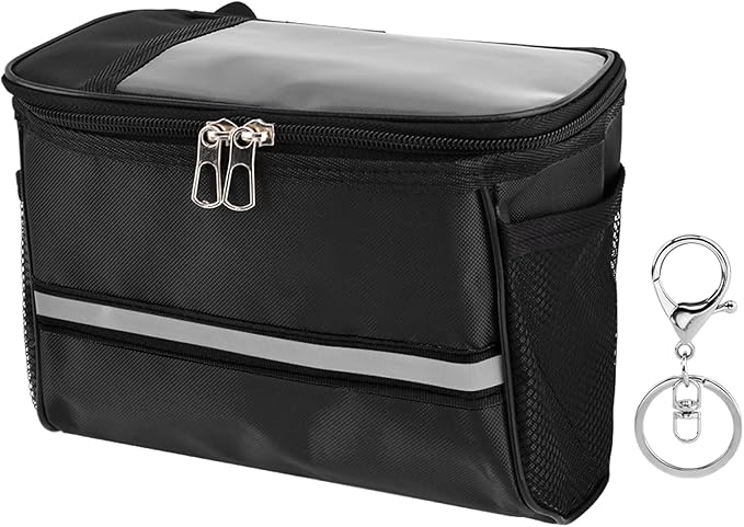 Kids Bike Basket, Front Frame Scooter Basket Bag, Bicycle Handlebar Bag for Boys Girls with Zipper, Bike Decoration for Most Children's Bikes Like Tricycle, Balance Bik-e(COLOR:Black)