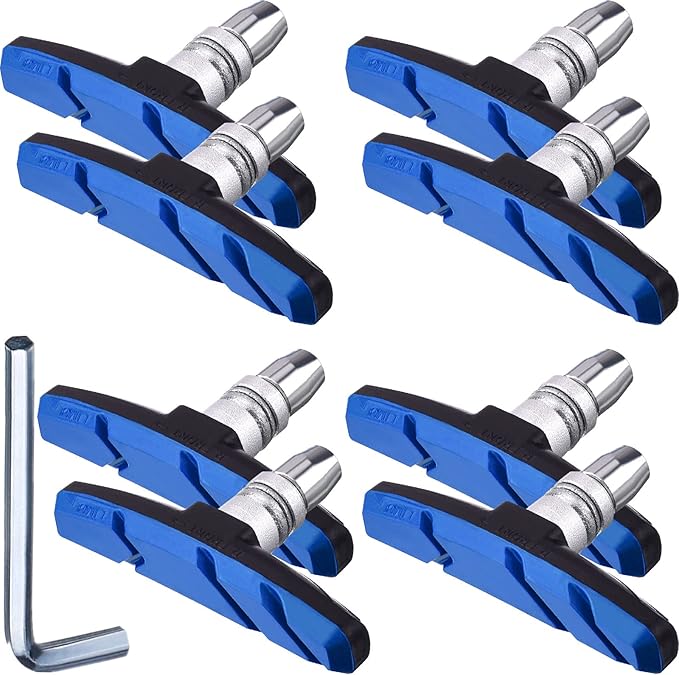 Hotop 4 Pairs Bike Brake Pads Mountain Bike Brake Pads with Hex Nuts and Spacers v Bicycle Brake Blocks Set, 70 mm