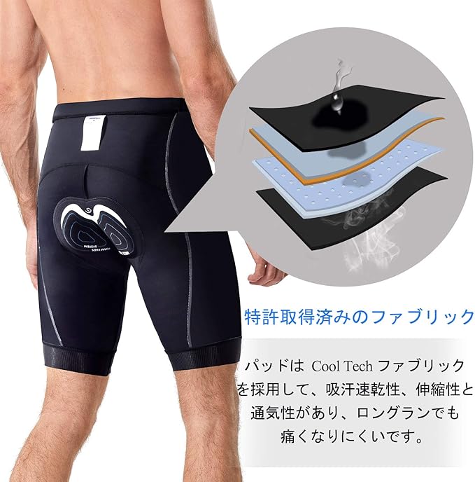 Men's Cycling Shorts Anti-Slip Leg 4D Padded Bike Shorts with 3-Pockets Breathable Biking Bicycle Motorcycle Half-Pants