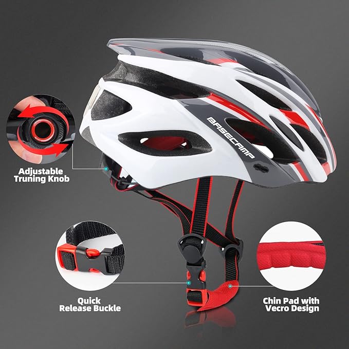 Basecamp Bike Helmet for Women Men with LED Safety Light Removable Sun Visor Lightweight Bicycle Helmet Adjustable Breathable Mountain & Road Cycling Helmets for Adult