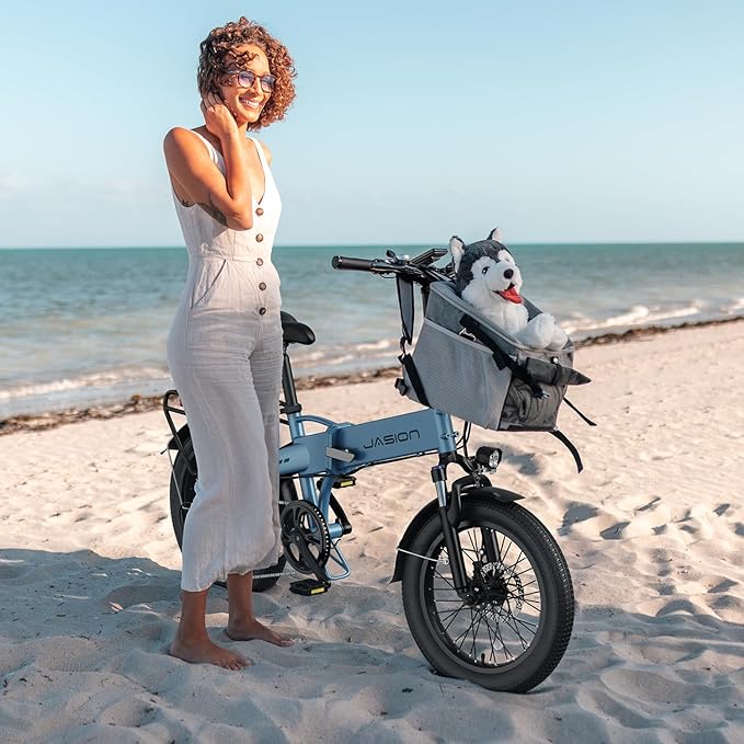 Jasion Electric Bike for Adults, 1000W Peak Motor Foldable Ebike, Aluminum 20'' Fat Tire Electric Bicycle Built-in 48V Removable Battery, EBS Commuter E Bikes up to 23 MPH & 45 Miles Max Range