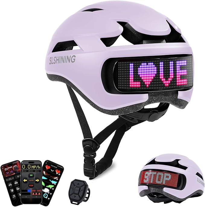 Bike Helmet, Bicycle Helmets with Light, 360° High Visibility LED Display, Lightweight Adjustable Mountain Bike Helmet with Turn Signals, Smart APP Controlled, Helmets for Adults, Youth, Men & Women