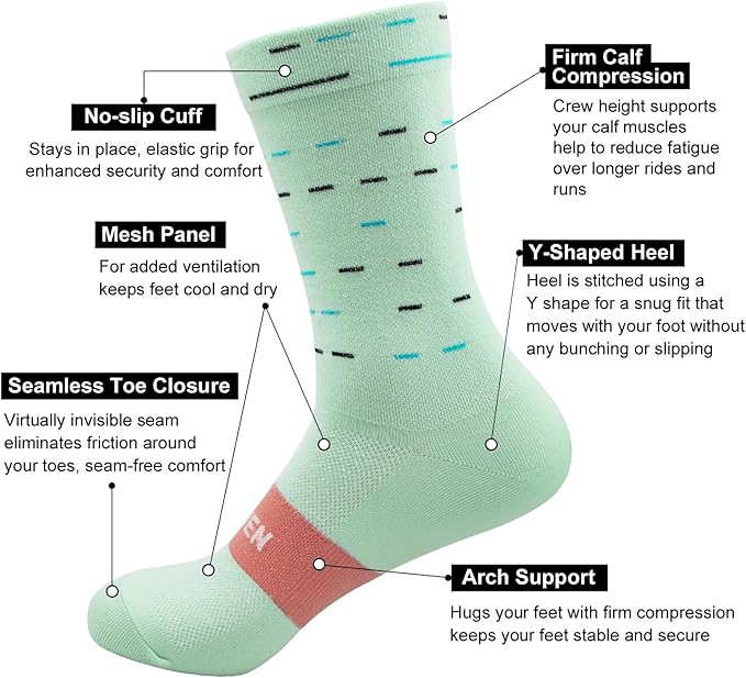 Cycling Socks Compression Athletic Crew Running Socks Mens Womens Hiking Riding Bike Workout Climbing Sports 5 Pairs