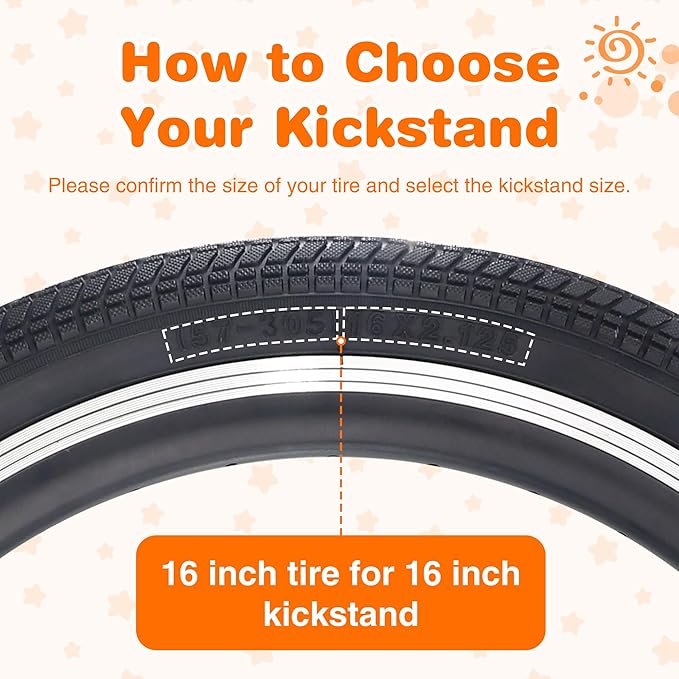 ZUKKA Bike Kickstand 16 Inch for Kids Bike Adjustable Aluminum Alloy Kickstand for Bicycles with Anti-Slip Pad for Kids Bike Universal Fit for Mountain Road Bikes