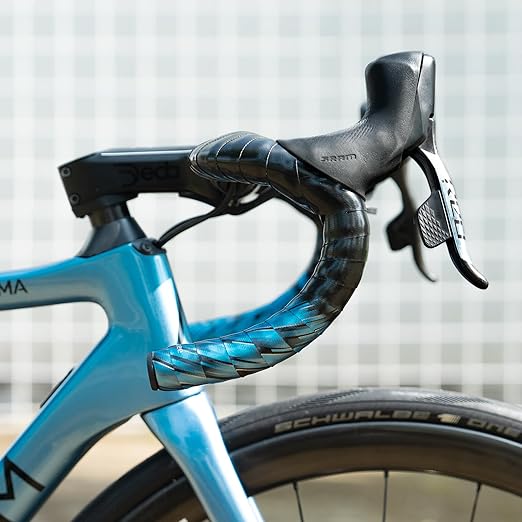 GUEE SL Speed Road Bike Handlebar Tape – Premium PU Leather, Microtex Structure, Shock-Absorbing Foam, Ultra-Light 30g, Anti-Slip Racing Grip (2 Rolls, Plasma Blue)
