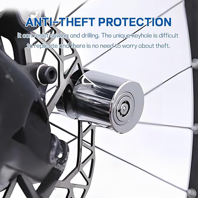 Motorcycle Disc Brake Lock, Anti-Theft Motorbike Security Wheel Disc Brake Lock with Two Keys, Safety Wheel Disk Locks for Scooter Mountain Road Bike Bicycle Powersports (Large Cylinder)