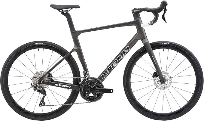 KABON Carbon Road Bike, T800 Carbon Fiber Frame 700C Road Bike with 18 Speeds Drivetrain, Integrated Carbon Handlebar, Disc Brakes Racing Bicycle for Men and Women