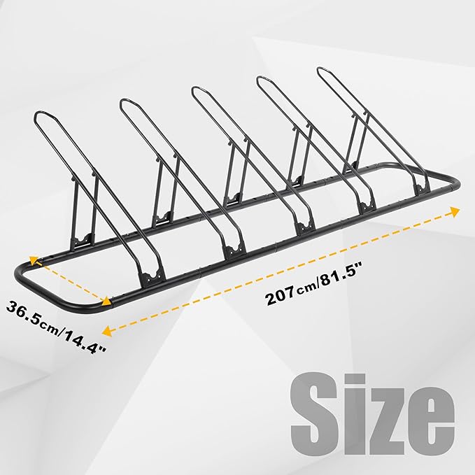 CyclingDeal Bike Rack Floor Parking Bike Stand for up to 6 Bicycles | Indoor, Home & Garage Storage Rack | Stable & Secure Bicycle Stand w/ Tire Grooves Up to 29", Holding Plates & Custom Spacing