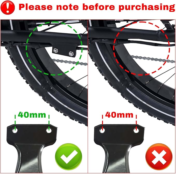 Heavy Duty Bike Kickstand 24"-29", Bike Kickstand for Adult Bike. Suitable for Electric Adult Mountain Bike Only for Bike Chainstay with 2 Holes (40mm Apart).