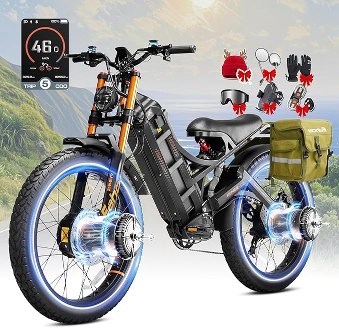 eAhora Romeo Pro 3 Electric Bike - [2026 Latest] 50MPH 5600W Dual Motor 60V 80AH 250Miles Long Range Ebike for Adults, 26" * 4.0 Fat Tire Fast Electric Mountain Bike Full Suspension Off-Road E-Bike