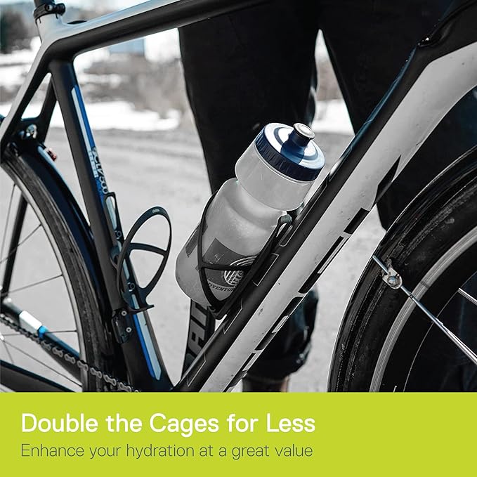 Carbylon Water Bottle Cage (2-Pack) by Delta Cycle, Ultra Lightweight 17 Grams, Carbon Fiber & Nylon Bike Bottle Holder