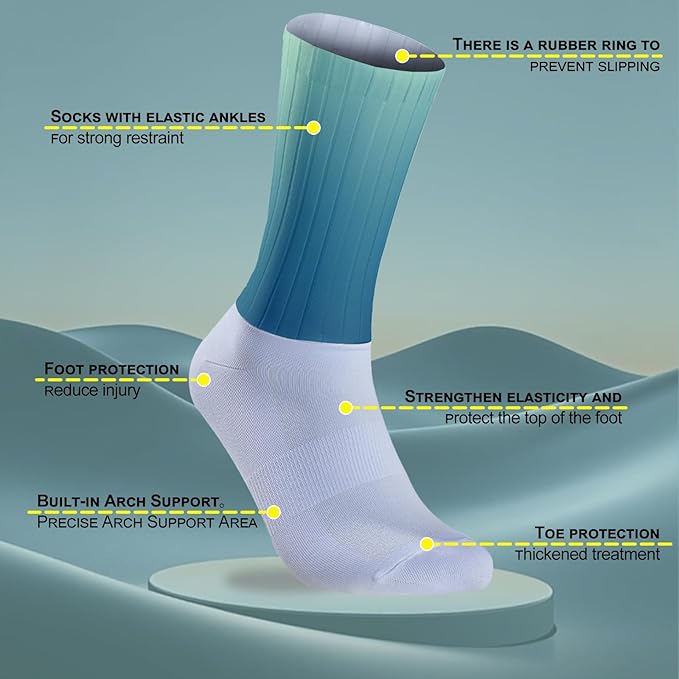 Cycling Socks Athletic Crew Socks Breathable Cushioned Compression Running Hiking Socks For Mens Womens