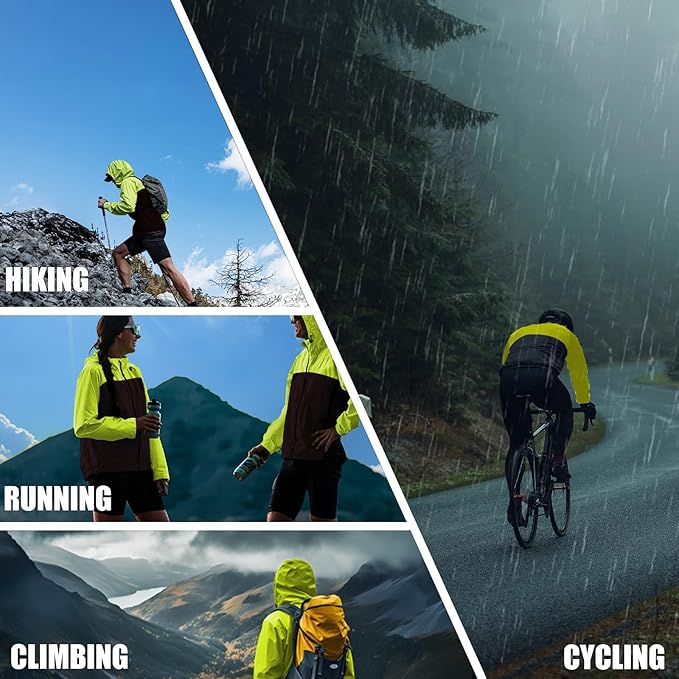 Men's Cycling Jacket Waterproof Windbreaker with Detachable Running Hiking Cycling Vest Packable Rain Coat