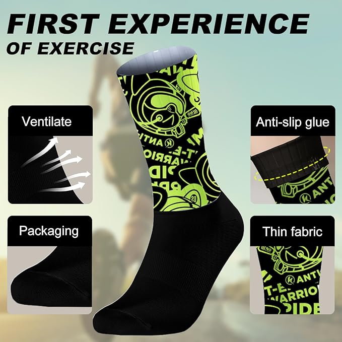 Cycling Socks Athletic Crew Socks Breathable Cushioned Compression Running Hiking Socks For Mens Womens