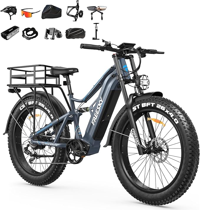 FREESKY 3500W BAFANG Motor Electric Bike for Adults, 48V 30Ah Samsung Cells Battery Ebike 120 Miles, 38+MPH, 26" Fat Tire Dirt All-Terrain Mountain E Bike, Full Suspension, UL 2849 Certified by TÜV