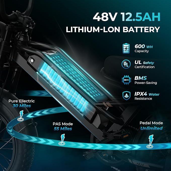 Jasion 3000W/2000W Electric Bike for Adults Teens,Electric Dirt Ebike 80/55 Miles Range,Moped Style E Bike 32/28MPH,20"/16"*4 Fat Tire Off Road Bike with Cruise Control,Dual Suspension E Motorcycle
