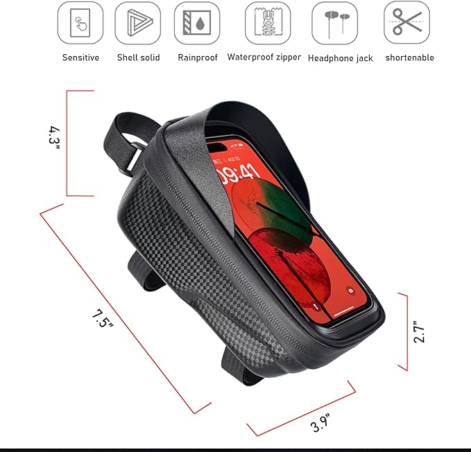 Bike Bag,LLTTLTMM,Bike Bags For Bicycles,Bicycle Bag Waterproof,Bike Pouch,bike accessories for adult bikes for Phones Under 7",bike frame bag，Bike Accessories，Bike Phone Holder