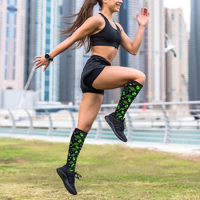 bassyil Compression Socks for Women & Men Circulation 15-20 mmHg Knee High Best Support for Nurses Travel Running Athletic