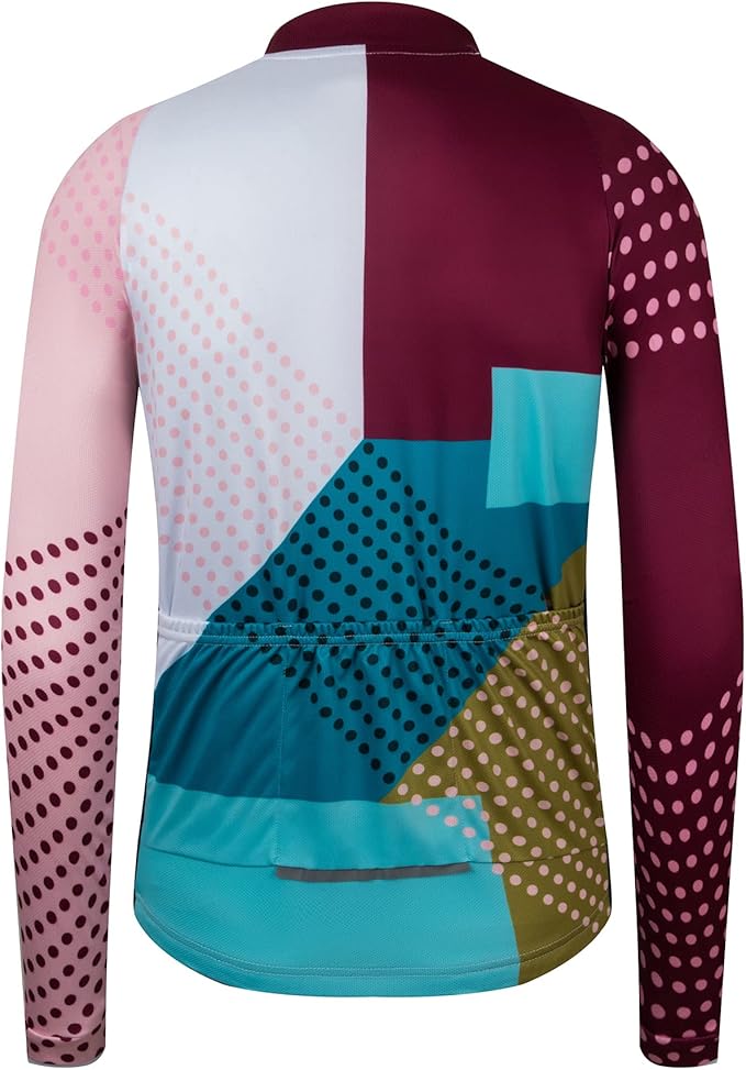 GCRFL Men's Cycling Jersey Long Sleeve Biking Shirt with 3+1 Zipper Pocket Breathable Quick Dry Bicycle Jersey