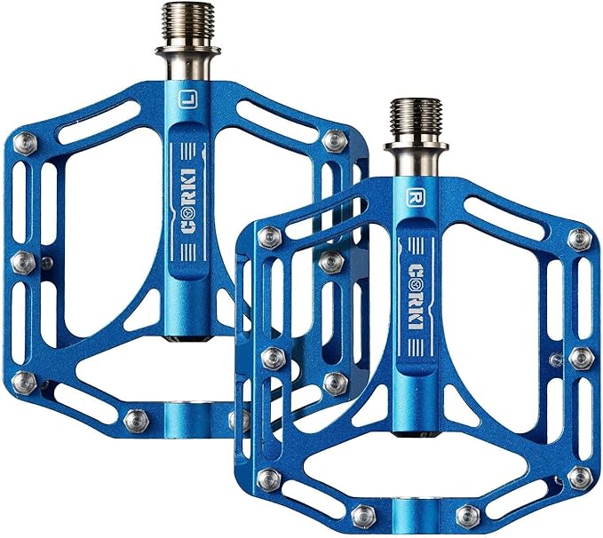 Corki Cycles TOPO Titanium Flat Platform Mountain Bike Pedals - 9/16”