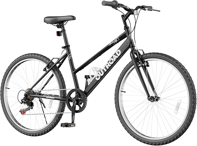 26 inch 7-Speed Commuter Bicycle,Hybrid Bicycle,Men's Cruiser Bike/Mountain Bike V Brake,Metal Frame, Adult Bike (Black, White, Blue, Green, Purple, Pink)