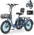 MOONCOOL Electric Trike for Adults, 500W/750W 48V Electric Tricycle for Adults Peak Power 1500W, 20"x3.0" Fat Tire 3 Wheel Electric Bike, Folding Aluminum Adult Tricycle with Removable Battery