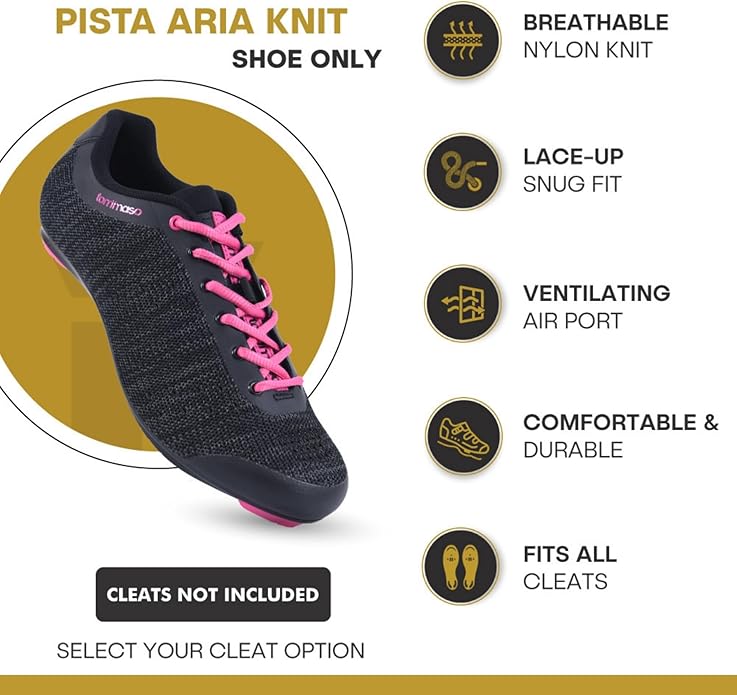 Tommaso Pista SPD & Peloton Shoes for Women—2 in 1—Fit for Peloton, Spin & Indoor Bikes—Install Your Own Delta or SPD Cleats Essential Bike Accessories for Cyclebar & Soulcycle