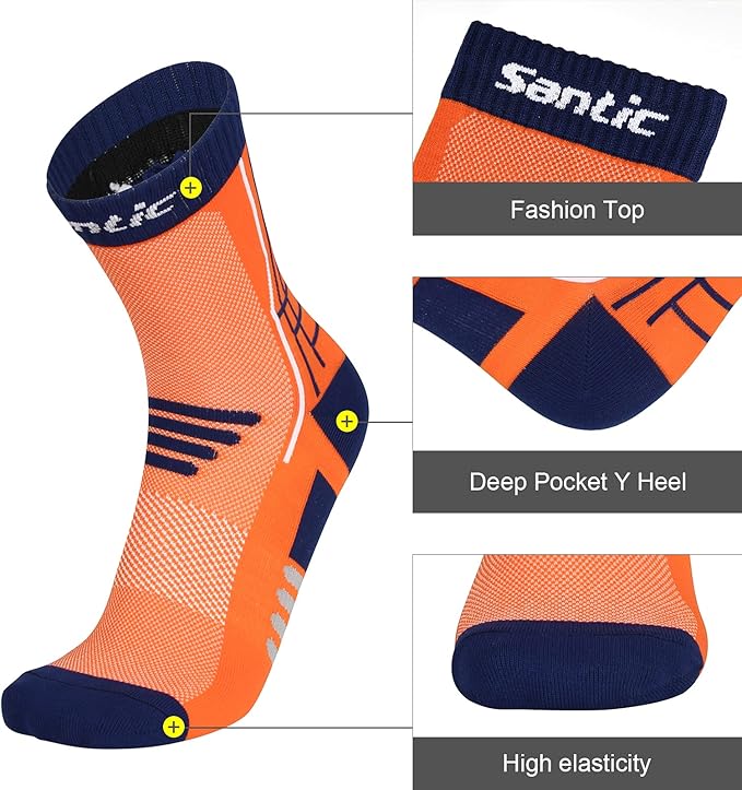 Santic Men's & Women's Cycling Socks Cotton Running Hiking Soccer Socks Crew Athletic Anklets