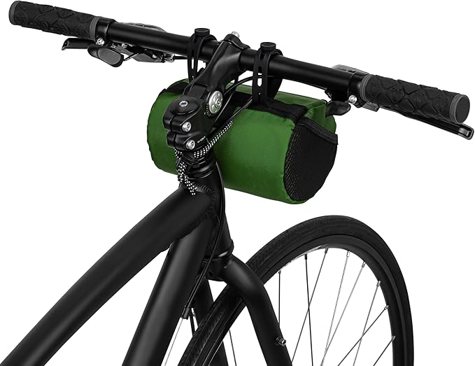 Handlebar Bike Bag – Water-Resistant Hard Shell with Quick-Access Zipper, Side Mesh Pockets, and Spacious Storage – Ideal for Cycling, Commuting, and Adventure Rides (Green)