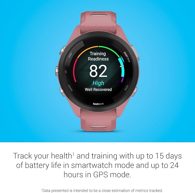 Garmin Forerunner 265S Advanced Multisport Touchscreen Smartwatch, Pink | Heart Rate Monitor, Training Stats, Daily Suggested Workouts, Up to 15 Day Battery Life with Signature Series Charging Bundle