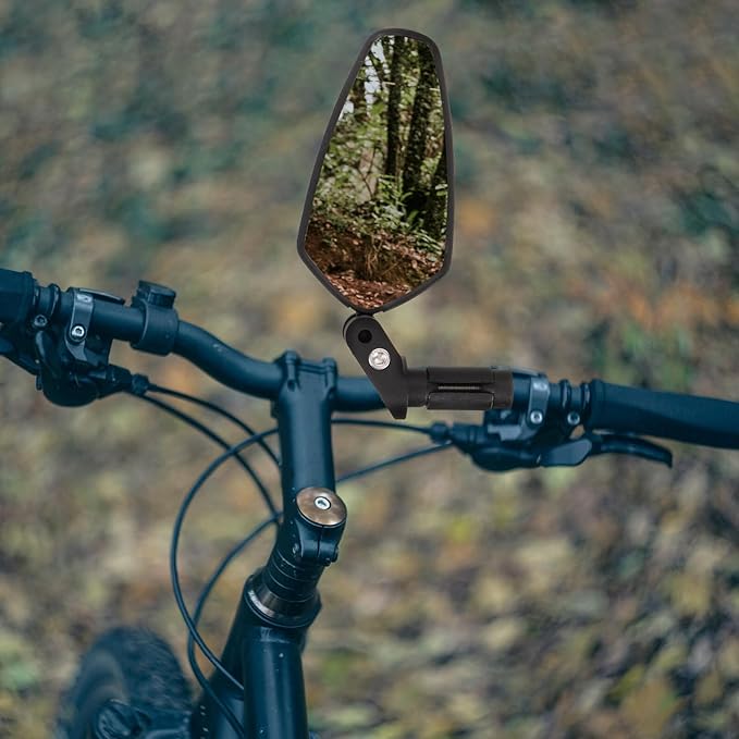 GANAZONO Bike Mirror Rearview Cycling Mirror Handlebar Mount Wide Angle for Mountain Bike Black Short Version
