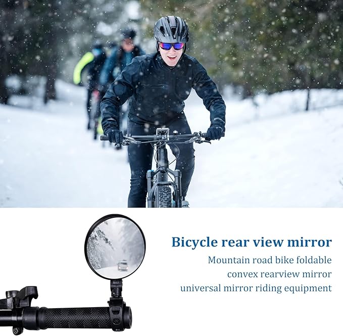 2Pack Universal Bicycle Rearview Mirrors, 360˚Rotatable Bar End Bicycle Mirrors, Wide Angle Convex Bike Mirror for 15-35 mm Handlebar Bikes