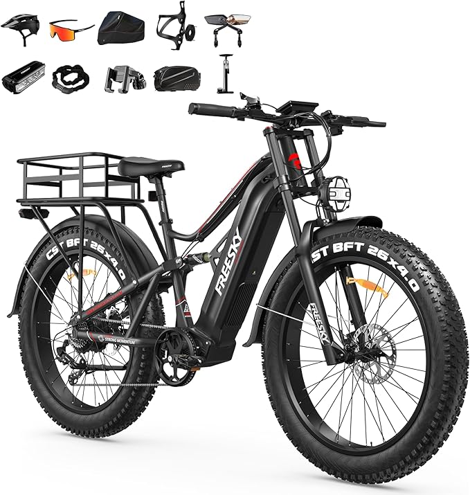 FREESKY 3500W BAFANG Motor Electric Bike for Adults, 48V 30Ah Samsung Cells Battery Ebike 120 Miles, 38+MPH, 26" Fat Tire Dirt All-Terrain Mountain E Bike, Full Suspension, UL 2849 Certified by TÜV