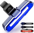 Canway Bicycle Rear Light Red/Blue, Bike Tail Light Rechargeable 168 Lumens Bike Tail Light Battery USB C 500mah 5 Modes Waterproof Safety for Road Mountain Night Riding