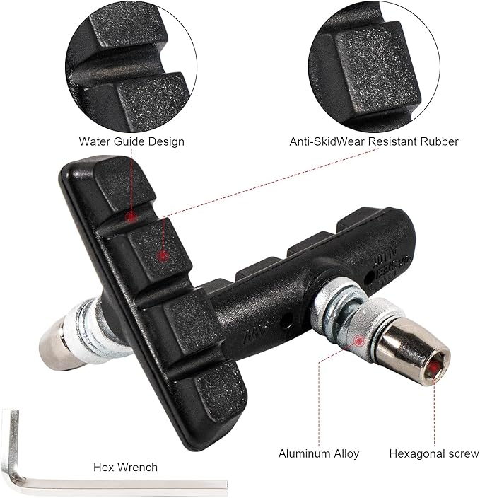 Chooee Bike V-Brake Pads, Bicycle Brake Pad Set, 2 Pairs Universal Brake Shoes