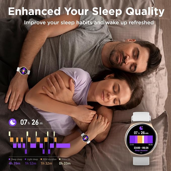 BENIO Smart Watch (Answer/Make Call), AI Watch Faces, 1.43" AMOLED with AOD, IP68 Waterproof Fitness Tracker, 24/7 Heart Rate/SpO2/Sleep Monitor/Stress, 110+ Sports Modes, Compatible Android & iOS